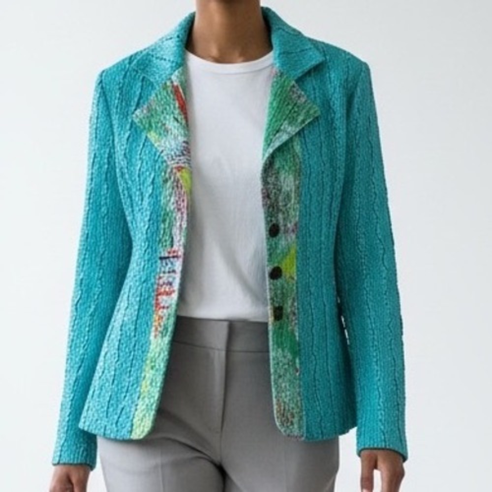 UBU Reversible Crinkle Jacket Medium Womens Art to Wear Lagenlook eclectic